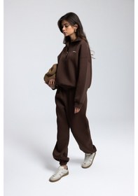 Resim Mai Studios Co. Ravel Fermuarlı Detay Kahve Eşofman Takım Kahve 