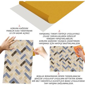 Resim Tink Kendinden Yapışkanlı Renkli Balık Sırtı Mermer Desenli Pvc Panel 41 x 62 cm (4 Adet) 1 M² 