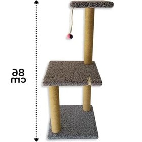 Resim 86 Cm Yüksekliğinde İki Katlı Gri Kedi Tırmalama Tahtası 