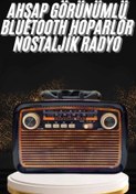 Resim KAKTÜS JACK Nostaljik Görünümlü Ahşap Radyo TF SD USB Girişli Led Fener Işıklı 