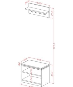 Resim Asra Trend MDF Puflu Ayakkabılık ve Askılık – 60 cm Portmanto Seti, Modern, 2 Raflı, A-33 Kül Gri 