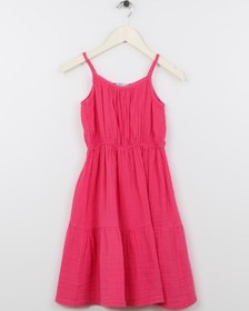 Resim LİMON COMPANY Limon Fuşya Kız Çocuk Yuvarlak Yaka Kolsuz Düz Elbise VAL GIRL-23 