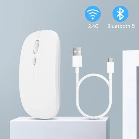 Resim Sneezy Apple Ipad Şarj Edilebilir Sessiz Mouse Bluetooth + 2.4Hz Wifi Kablosuz Mouse Fare 
