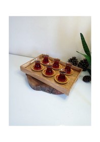 Resim Doğal Ahşap Eskitme Dekoratif Kahve, Çay, Söz, Nişan, Sunum , Servis Tepsisi Eskitme Kahve 