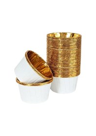 Resim Dolphin Muffin Kağıt Karton Altın Beyaz Cupcake Kek Kalıbı Kapsülü Kabı - 25 Adetlik 5 Paket 