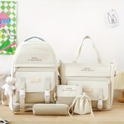 Resim 5 Parça Öğrenci Sırt Çantası Seti, Çok Fonksiyonlu Klasik Temel Okul Çantası Büyük Kapasite, El Çantası, Crossbody Çanta, Kalem Kutusu, Laptop Bölmesi Olan Bozuk Para Cüzdanı, Hafif, Fermuarlı Kapatma, Dikiş İpi, Elde Yıkama - Temel Stil, Gençler İçin 