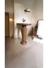 Resim Kahverengi Renk Doğal Ahşap Tekli Yan Sehpa Mantar Tasarım 