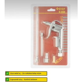 Resim Sosın Profesyonel Hava Üfleme Kompresör Tabancası Seti 5 Parça 