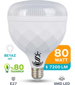 Resim ŞANLED 80W KRİSTAL Tasarruflu E27 Beyaz Işık Torch Led Ampul-1-2-4-6-8-10 Adettir 