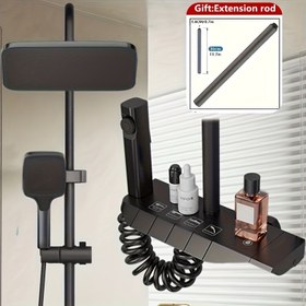 Resim Lüks Piyano Tuşlu Duş Sistemi (Uzatma Çubuğu ile) 25,4 cm Yuvarlak Duş Başlığı ve Küvet Musluğu Duvar Montajlı Banyo Duş Bataryası 