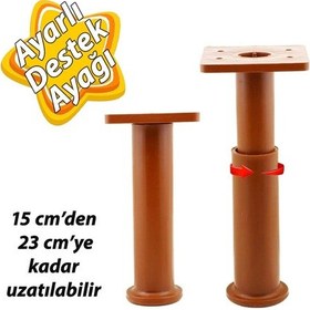 Resim Modül Ayarlanabilir Destek Ayağı 15 X 23 Cm Kahverengi Ayak Mobilya Kanepe Baza Koltuk Ünite Ayakları 