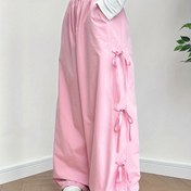 Resim Kadınlar için Rahat Bol Kesim Pembe Geniş Bacaklı Pantolon Yan Kurdele Detayı ile - Bahar, Yaz ve Sonbahar için Mükemmel, Günlük Giyim için Rahat, Günlük Rahatlık Pantolonları|Rahat Stil Pantolonları|Rahat Ayakkabılar 