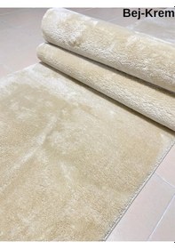 Resim KREM Kaymaz Taban Peluş Post Yolluk Koridor Antre Mutfak Yatak Odası Kesme Halı 
