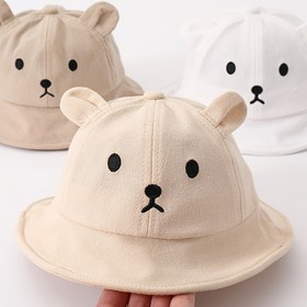 Resim Sevimli Ayı Yüzü Hafif Yazlık Kova Şapka Gençler İçin - Nefes Alabilir, Güneş Koruyucu, Bej, Beyaz ve Kahverengi Polyester Balıkçı Şapkası - Günlük Kullanım & Doğum Günü Kutlamaları İçin Mükemmel, Gençler Şapkası 