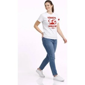Resim Oada Türkiye World Cup 2026 Baskılı Tişört Futbol Temalı Forma T-Shirt - Beyaz 