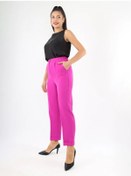 Resim Queen's Klasik Düz Kesim Büyük Beden Pantolonlar 232694257 Macenta 