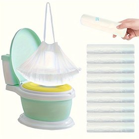 Resim 20 adet Ağır Hizmet Tipi Tek Kullanımlık Tuvalet Poşeti, Bağcıklı Kapanış ile - Sızdırmaz Taşınabilir Tuvalet Koltuk Pedleri, Kamp, Seyahat, Karavan ve Acil Durumlar için Dayanıklı Plastik, Kamp, Seyahat Tuvalet Temel Gereksinimleri, Easycarry Tasarım, Güvenli Bağcıklı Kapanış 