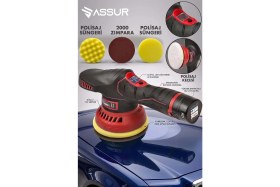 Resim Assur 12V Orbital Cila Pasta Parlatma Polisaj Makinesi 450 W Güç ve 3600 Devir/dk Performansı 