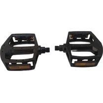 Resim Güçlü Bisiklet Motosiklet Platform Bisiklet Pedalı Bilyalı Reflektörlü Siyah 9x9 cm Çivili Alüminyum Pedal 