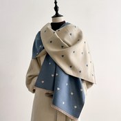 Resim Şık Kalp Desenli Eşarp Şal - & Lacivert Yumuşak Sıcak Kışlık Atkı, Bej//Beyaz Kalp Desenleri, Çok Yönlü Hafif Yaka Gibi Boyun Atkısı veya Şal, Günlük & Resmi Kıyafetler İçin, Esnemez Moda Aksesuarı 