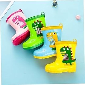 Resim Healvian Erkek Kız için Su Geçirmez Desenli Botları Kaymaz Taban Kullanışlı ve Şık Erkek ve Kızlar için Boy Ayakkabıları 