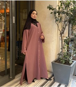 Resim modacofashion Düğmeli Ferace Detaylı ve Yırtmaçlı 