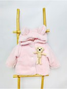 Resim Baby Berry Baby store Kız Bebek Çocuk Çıkarılabilir Oyuncak Ayıcıklı Kulaklı Kapüşonlu Peluş Mont Pembe 
