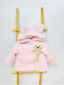 Resim Baby Berry Baby store Kız Bebek Çocuk Çıkarılabilir Oyuncak Ayıcıklı Kulaklı Kapüşonlu Peluş Mont Pembe 