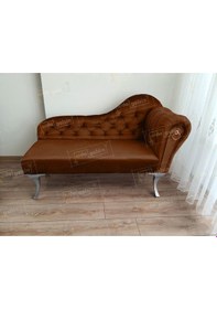 Resim Ters Kol Dekoratif Bihter Koltuk Josefin Puf 110 Cm Gümüş Ayak Kahve 