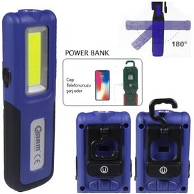 Resim Arm Mıknatıslı Şarjlı Led Fener Lamba Powerbank 420 Lümen 5W N11.3326 Mavi 