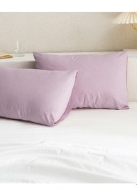 Resim Madame Coco Manon %100 Pamuk Ranforce Düz 2'li Yastık Kılıfı Seti Açık Mürdüm 