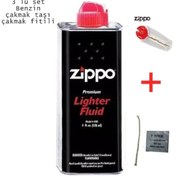Resim Zippo Benzin 125 Ml + Zippo Çakmak Taşı + Zippo Fitil 3'Lü Set 