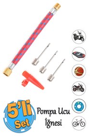 Resim Badem10 (5'Lİ) Bisiklet Futbol Topu Şişirme Pompası Ucu Seti Iğneli Basketbol Voleybol Topu Teker Hortumu 