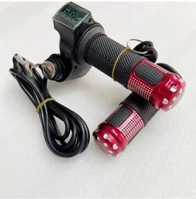 Resim Xuweiwei Universal Elektrik Bisiklet Motor Gaz Kumanda Kolu Pair Display Voltage Kırmızı Siyah Tasarım 