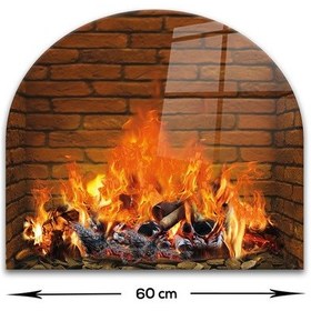 Resim Decorita Cam Ocak Arkası Koruyucu | Oval Şekilli | Odunlu Şömine 