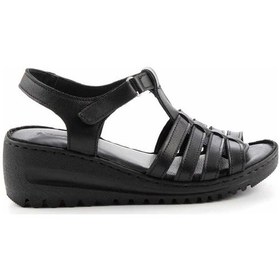 Resim Siyah Hakiki Deri Kadın Sandalet K05714360103 Siyah 