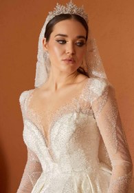 Resim Molly 22 Işıltılı Dantel Prenses Model Gelinlik - Fildişi Beyaz / 44 