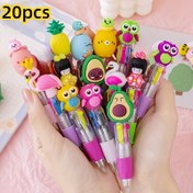 Resim 20 Adet Kawaii Geri Çekilebilir Tükenmez Kalem Seti, Ergonomik Yuvarlak Gövde Orta Nokta, PVC Malzeme, Sopa Kalem Yapısı, Okul ve Ofis Malzemeleri için Çeşitli Sevimli Tasarımlar 