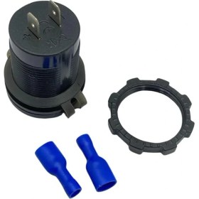 Resim 12V-24V DİJİTAL VOLTMETRE+ŞARJ CİHAZLI (USB) (3 A) (OFF-ON ANAHTARLI) (MAVİ IŞIK) (28 MM) 