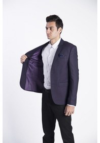 Resim Sposo G-207 Dar Kalıp Desenli Mor Erkek Blazer Ceket Mor 