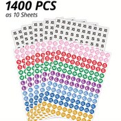Resim 1400 adet / 10 Yaprak Kıyafet Boyu Yuvarlak Etiket Seti, Siyah ve Beyaz ve Renkli Boy Etiket Seti, 7 Boy (XS, S, M, L, XL, XXL, XXXL), Çap 13 mm / 1.27 cm 
