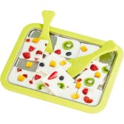 Resim Irenein Dondurma Dondurulmuş Yoğurt Makinesi Paslanmaz Çelik Kızarmış Buz Tepsisi Kızarmış Yoğurt Makinesi Iki Kazıyıcılı Hızlı Soğutma Tepsisi (Yurt Dışından) 