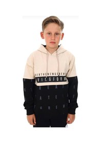 Resim Ekkokids Erkek Çocuk Kapüşonlu Moving Forward Yazılı Harf Desenli Sweatshirt-13385-camel Camel 