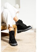 Resim Shoetek Sophie Kadın Bot&bootie Ekoseli Triko Postal Siyah Süet Siyah Suet 