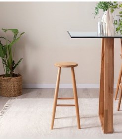 Resim Ashbourne Ahşap Bar Taburesi Natural 