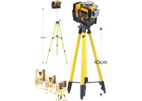 Resim Çift Batarya 12 Işıklı 360° Lazer Metre Terazi Tripotlu Yüksek Teknoloji ve Süper Kalite Lazer Ölçüm 