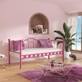 Resim Argimo Kamelya Sedir Metal Karyola (Pembe, 100x200) 