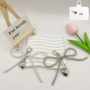 Resim Şık Kore Esintili Tatlı İnci Fiyonk & Kalp Telefon Süsü - Kızlar İçin Sevimli Aksesuar 