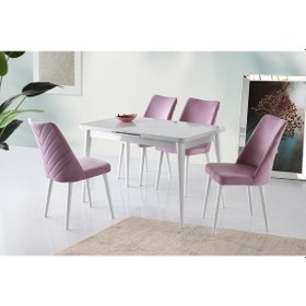 Resim Silva Açılır Masa Beyaz +4 Adet Talia Sandalye Takım 