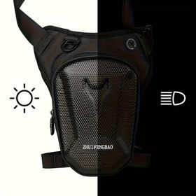 Resim Fermuarlı Ayarlanabilir EVA Motosiklet Bacak Çantası - Siyah, Dayanıklı Polyester Kemer Çantası, Açık Hava Eğlencesi, Bisiklet Depolama ve Off-Road Motosiklet Yan Bagajı, Açık Hava Ekipmanı | Ayarlanabilir Askı Çantası | Fermuarlı Paket, Motosiklet Aksesuarları 